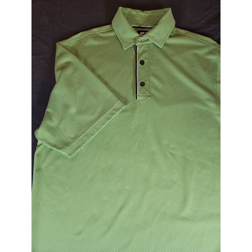 Footjoy‎ Polo Shirt Mens Medium M Green Geometric Short Sleeve Golf Performance